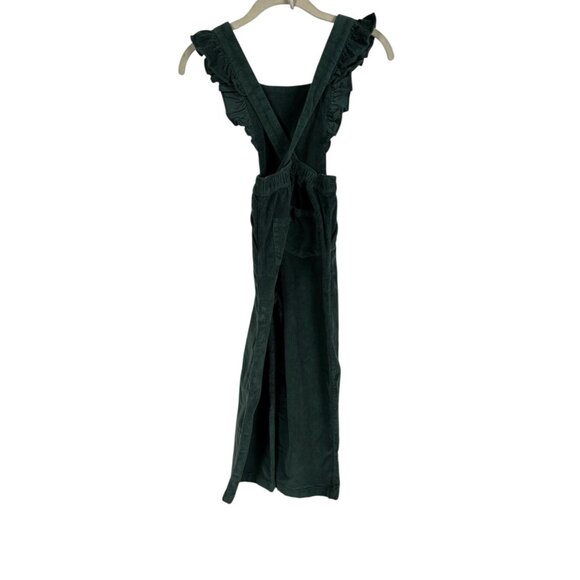 Hanna Andersson Ruffle Jumpsuit Girls 6-7 Yrs Stretch Corduroy Juniper Holiday - Picture 6 of 11
